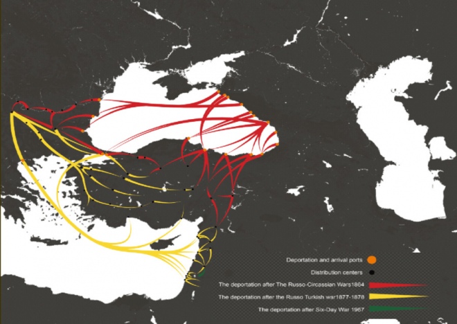 Мапа депортацій черкесів