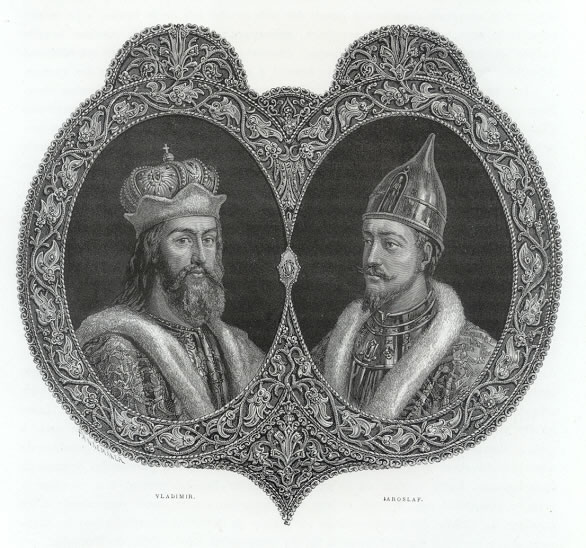 Князь Володимир (зліва) та князь Ярослав (справа)