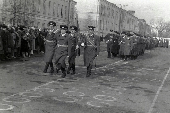 Особовий склад 55 полку зв'язку в розташуванні частини, 1991 рік 