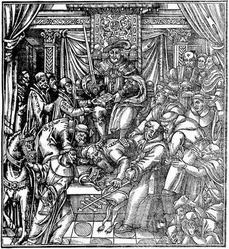 Генріх VIII тріумфує над папою римським. Карикатура