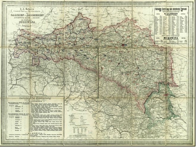 Карта пошт та доріг Королівства Галичини та Лодомерії