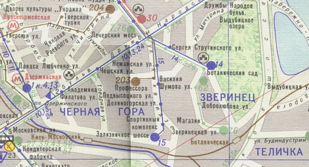 Карта транспорту Києва з позначеною зупинкою 